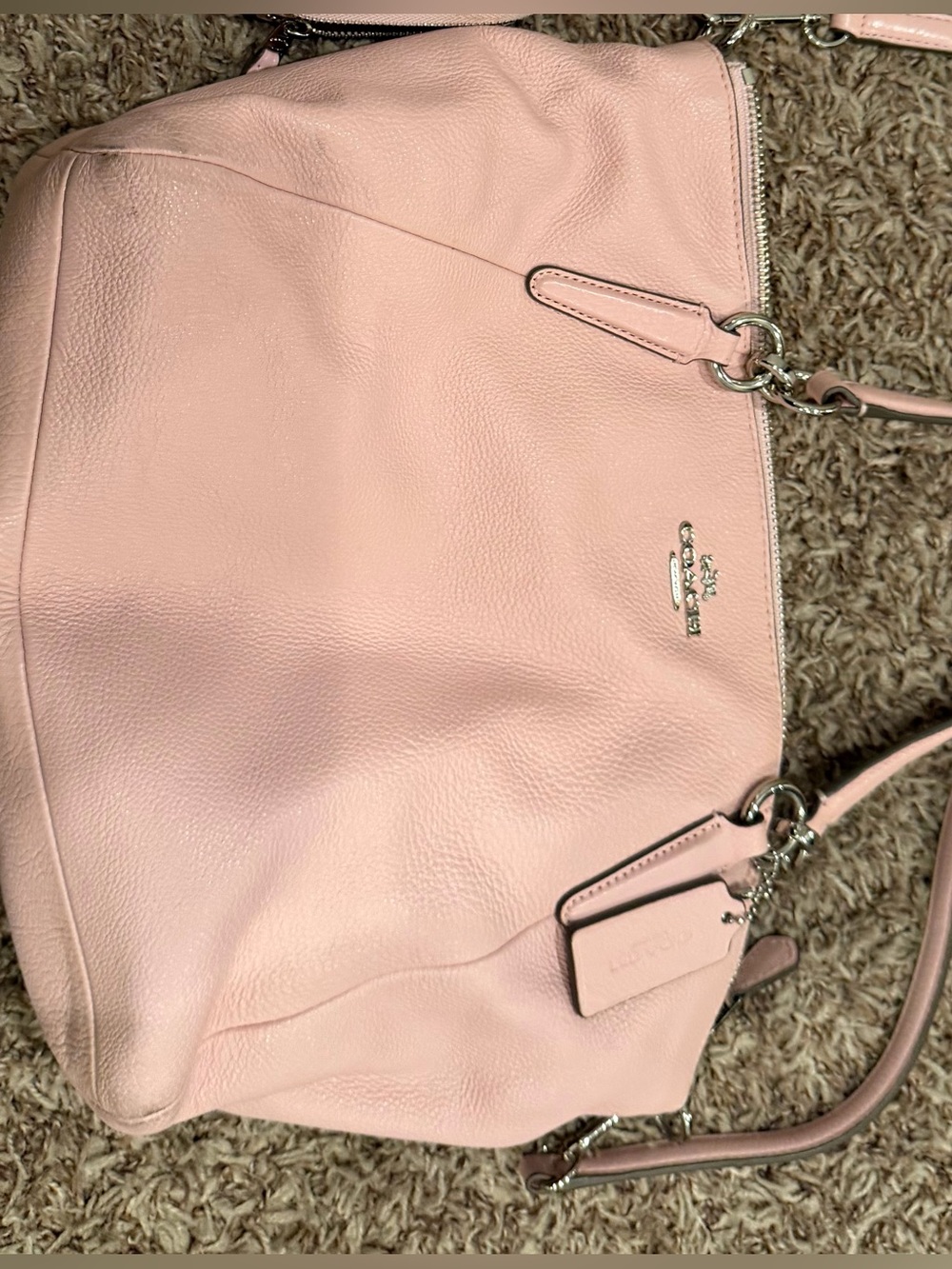Coach Soft Pink Edie Shoulder Bag in pebble leather